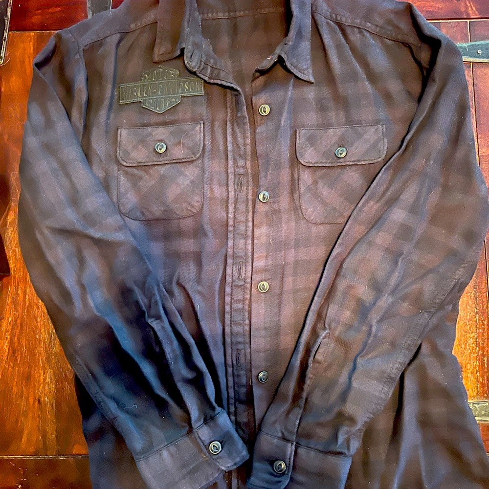 Harley Davidson button down flannel shirt